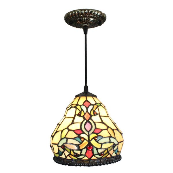 8inch European Pastoral Retro Style Pendant Light Colorful Pattern Glass Shade Bedroom Living Room Kitchen Light - Image 7