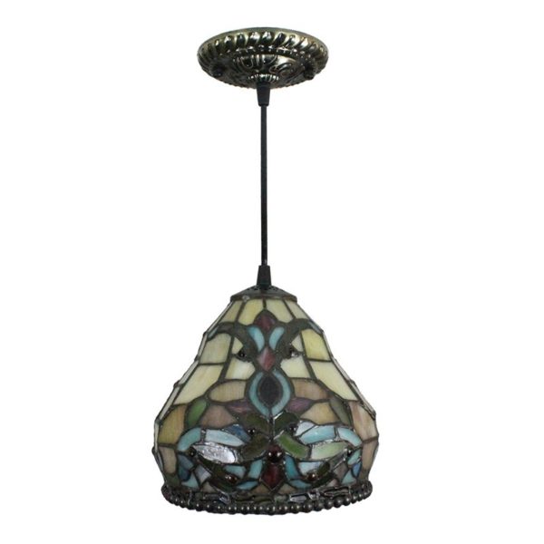 8inch European Pastoral Retro Style Pendant Light Colorful Pattern Glass Shade Bedroom Living Room Kitchen Light - Image 8
