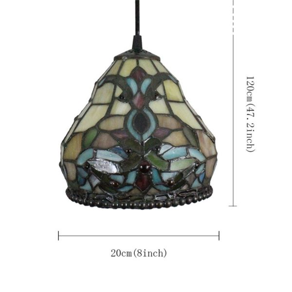 8inch European Pastoral Retro Style Pendant Light Colorful Pattern Glass Shade Bedroom Living Room Kitchen Light - Image 2