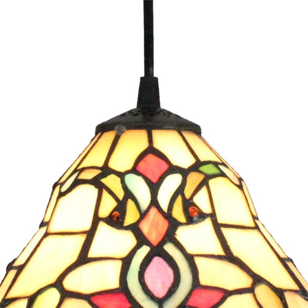 8inch European Pastoral Retro Style Pendant Light Colorful Pattern Glass Shade Bedroom Living Room Kitchen Light - Image 5