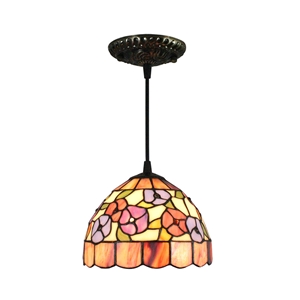 8inch European Pastoral Retro Style Pendant Light Colorful Small Flower Pattern Glass Shade Bedroom Living Room Kitchen Light