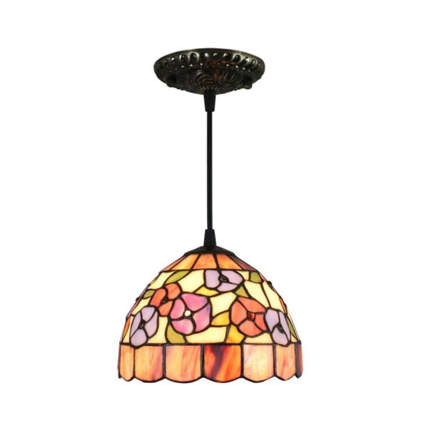 8inch European Pastoral Retro Style Pendant Light Colorful Small Flower Pattern Glass Shade Bedroom Living Room Kitchen Light - Image 7