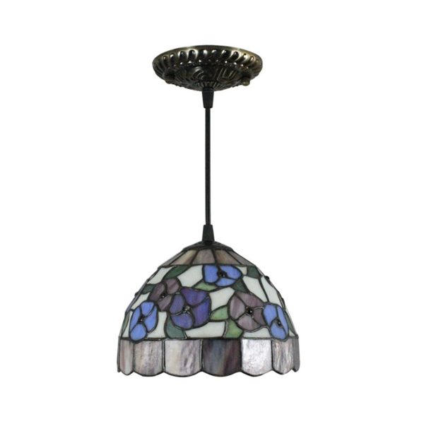 8inch European Pastoral Retro Style Pendant Light Colorful Small Flower Pattern Glass Shade Bedroom Living Room Kitchen Light - Image 8