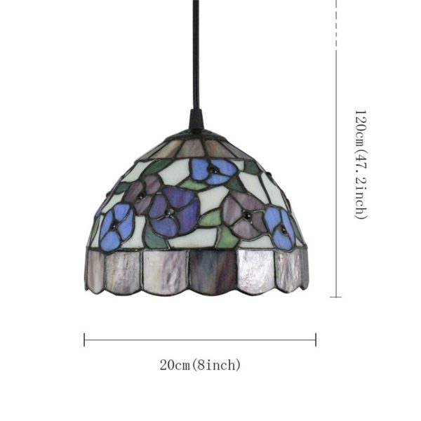 8inch European Pastoral Retro Style Pendant Light Colorful Small Flower Pattern Glass Shade Bedroom Living Room Kitchen Light - Image 2