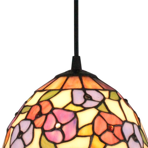 8inch European Pastoral Retro Style Pendant Light Colorful Small Flower Pattern Glass Shade Bedroom Living Room Kitchen Light - Image 5