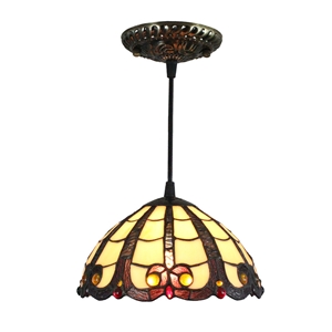 8inch European Pastoral Retro Style Pendant Light Colorful Pattern Glass Shade Bedroom Living Room Kitchen Light