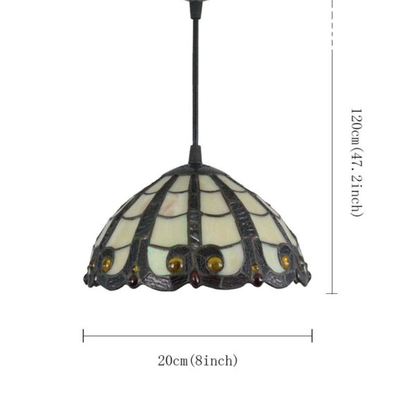 8inch European Pastoral Retro Style Pendant Light Colorful Pattern Glass Shade Bedroom Living Room Kitchen Light - Image 2