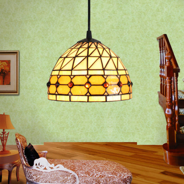 8inch European Pastoral Retro Style Pendant Light Colorful Glass Shade Bedroom Living Room Kitchen Light - Image 6