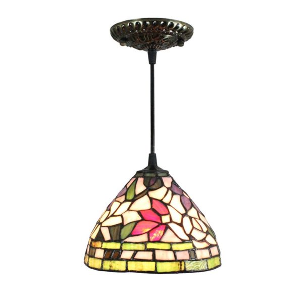 8inch European Pastoral Retro Style Pendant Light Colorful Flowers Pattern Glass Shade Bedroom Living Room Kitchen Light - Image 7