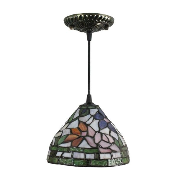 8inch European Pastoral Retro Style Pendant Light Colorful Flowers Pattern Glass Shade Bedroom Living Room Kitchen Light - Image 8