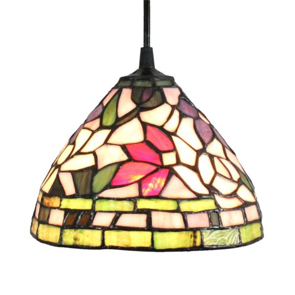8inch European Pastoral Retro Style Pendant Light Colorful Flowers Pattern Glass Shade Bedroom Living Room Kitchen Light - Image 3