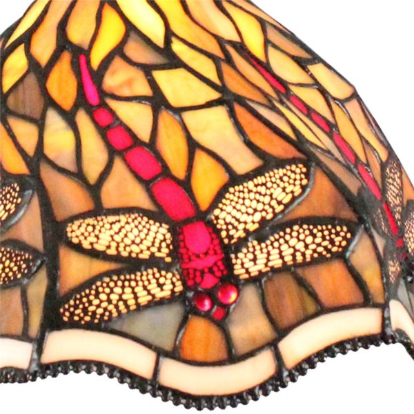 8inch European Pastoral Retro Style Pendant Light Red Dragonfly Pattern Glass Shade Bedroom Living Room Kitchen Light - Image 5