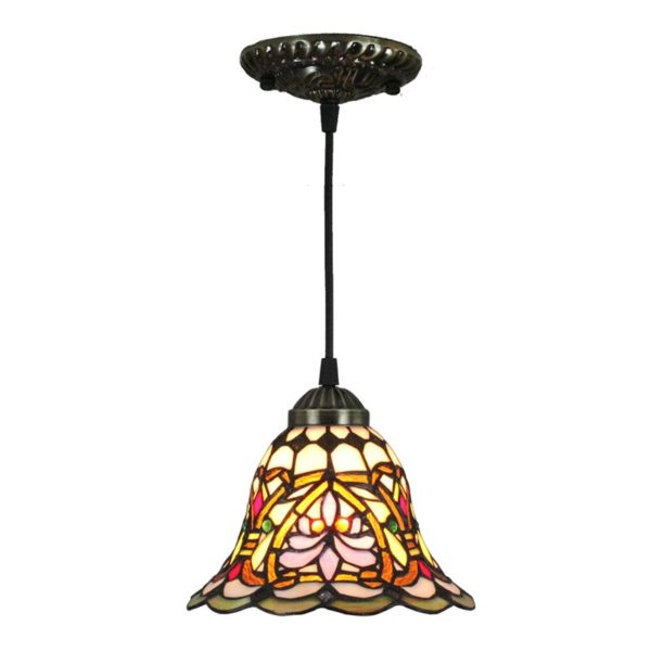 8inch European Pastoral Retro Style Pendant Light Colorful Pattern Glass Shade Bedroom Living Room Kitchen Light - Image 7