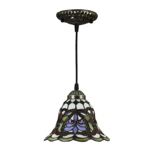 8inch European Pastoral Retro Style Pendant Light Colorful Pattern Glass Shade Bedroom Living Room Kitchen Light - Image 8