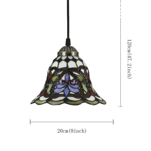 8inch European Pastoral Retro Style Pendant Light Colorful Pattern Glass Shade Bedroom Living Room Kitchen Light - Image 2
