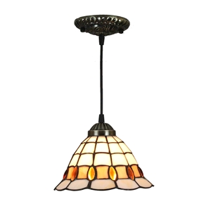 8inch European Pastoral Retro Style Pendant Light Colorful Pattern Glass Shade Bedroom Living Room Kitchen Light