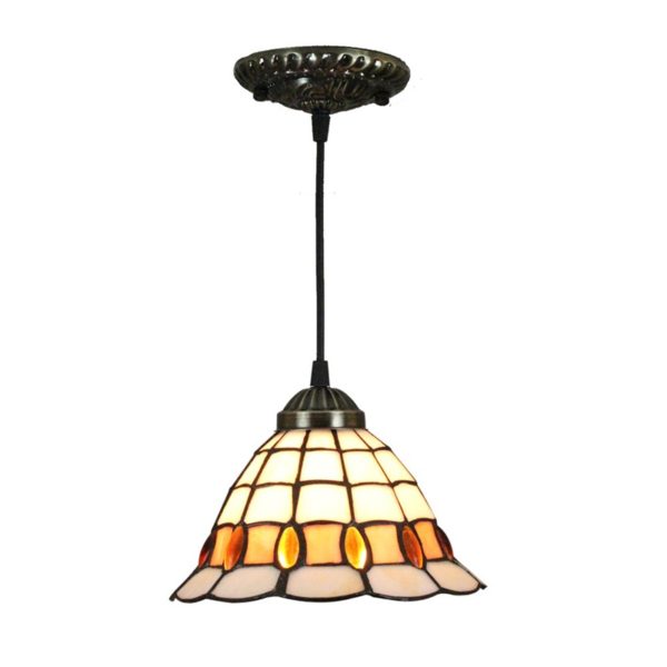 8inch European Pastoral Retro Style Pendant Light Colorful Pattern Glass Shade Bedroom Living Room Kitchen Light - Image 7