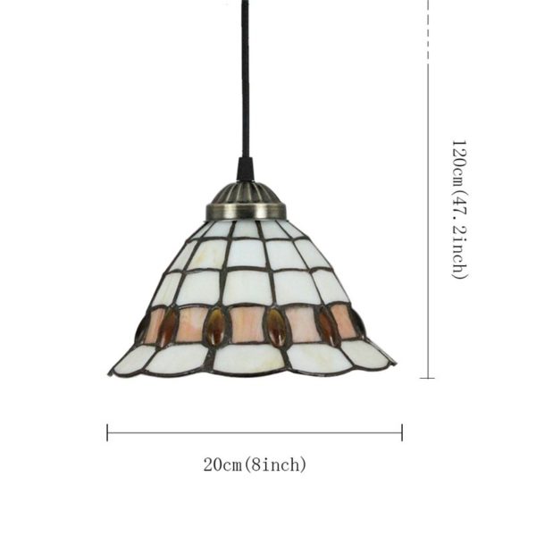 8inch European Pastoral Retro Style Pendant Light Colorful Pattern Glass Shade Bedroom Living Room Kitchen Light - Image 2