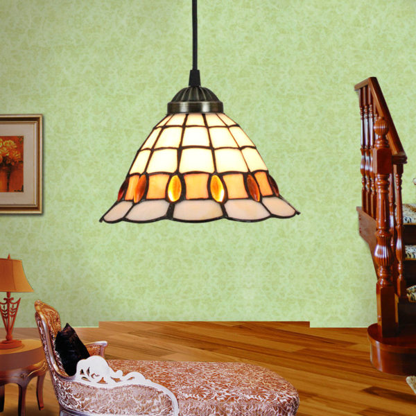 8inch European Pastoral Retro Style Pendant Light Colorful Pattern Glass Shade Bedroom Living Room Kitchen Light - Image 6