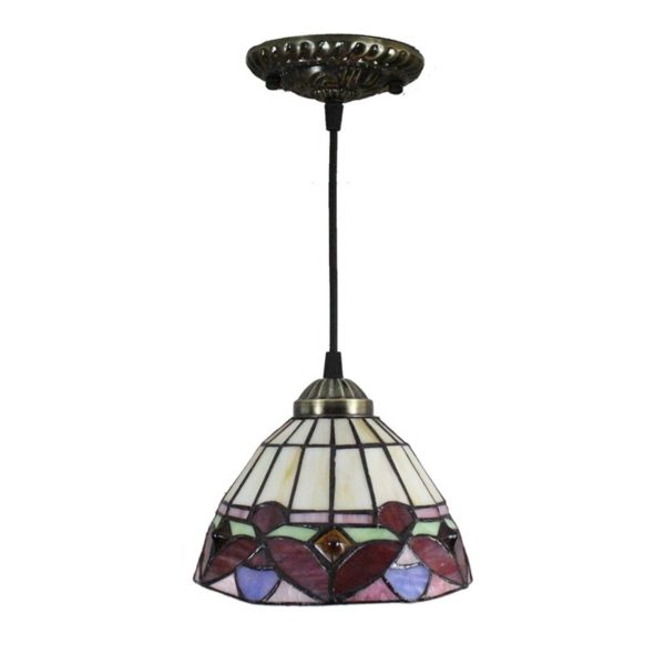 8inch European Pastoral Retro Style Pendant Light Colorful Pattern Glass Shade Bedroom Living Room Kitchen Light - Image 8