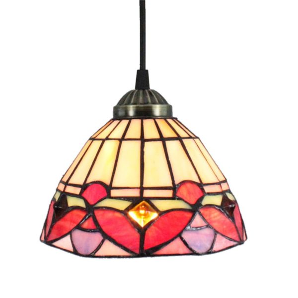 8inch European Pastoral Retro Style Pendant Light Colorful Pattern Glass Shade Bedroom Living Room Kitchen Light - Image 9