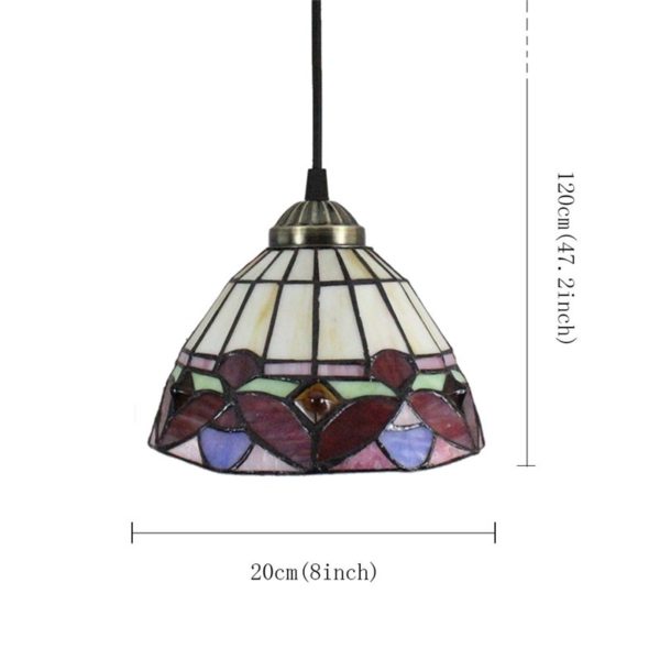 8inch European Pastoral Retro Style Pendant Light Colorful Pattern Glass Shade Bedroom Living Room Kitchen Light - Image 2