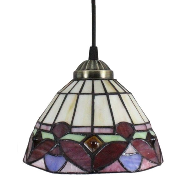 8inch European Pastoral Retro Style Pendant Light Colorful Pattern Glass Shade Bedroom Living Room Kitchen Light - Image 3