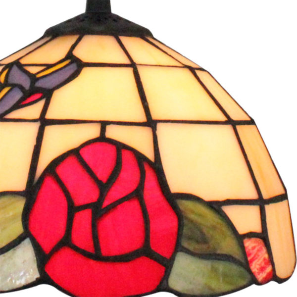 8inch European Pastoral Retro Style Pendant Light Red Flower Pattern Glass Shade Bedroom Living Room Kitchen Light - Image 5