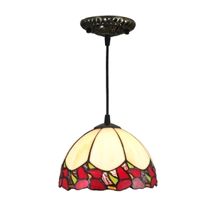 8inch European Pastoral Retro Style Pendant Light Colorful Pattern Glass Shade Bedroom Living Room Kitchen Light