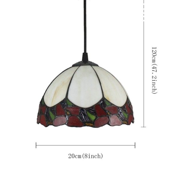 8inch European Pastoral Retro Style Pendant Light Colorful Pattern Glass Shade Bedroom Living Room Kitchen Light - Image 2