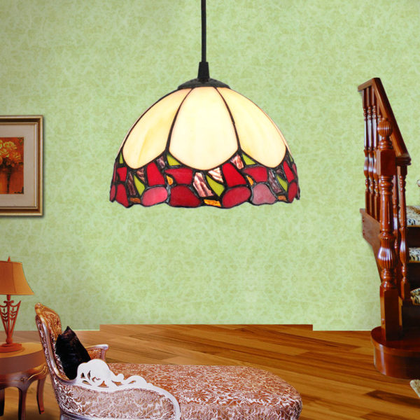 8inch European Pastoral Retro Style Pendant Light Colorful Pattern Glass Shade Bedroom Living Room Kitchen Light - Image 6