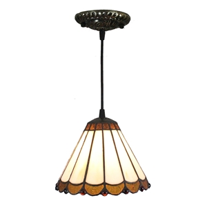 8inch European Pastoral Retro Style Pendant Light Colorful Pattern Glass Shade Bedroom Living Room Kitchen Light