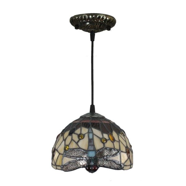 8inch European Pastoral Retro Style Pendant Light Dragonfly Pattern Glass Shade Bedroom Living Room Kitchen Light - Image 8