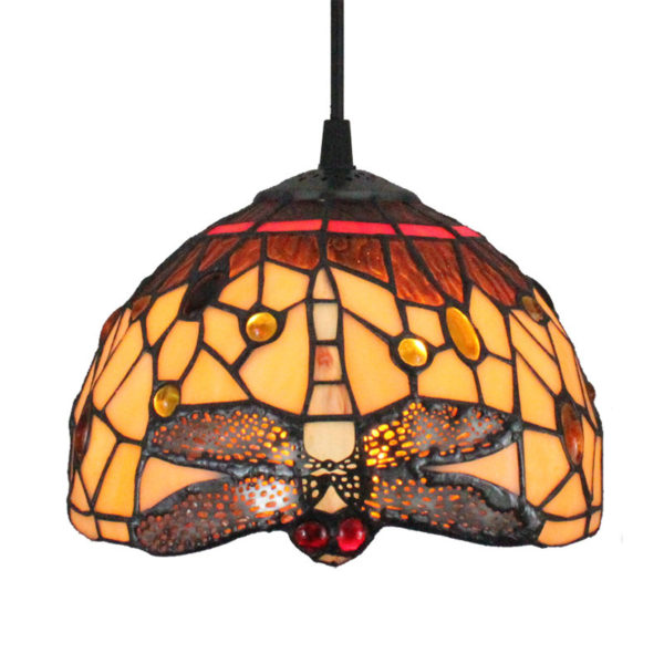 8inch European Pastoral Retro Style Pendant Light Dragonfly Pattern Glass Shade Bedroom Living Room Kitchen Light - Image 9