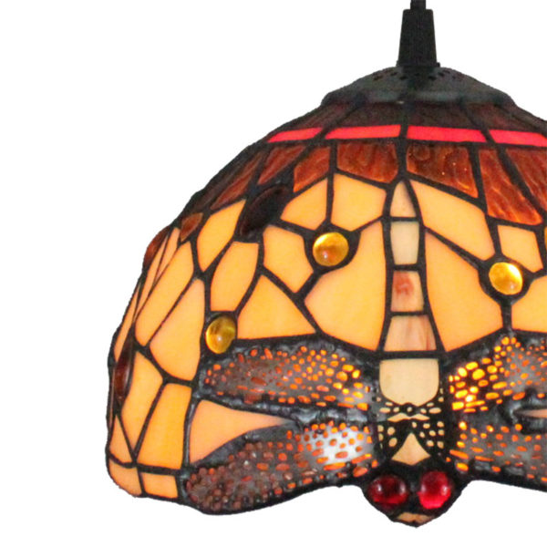 8inch European Pastoral Retro Style Pendant Light Dragonfly Pattern Glass Shade Bedroom Living Room Kitchen Light - Image 3