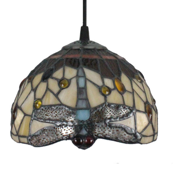 8inch European Pastoral Retro Style Pendant Light Dragonfly Pattern Glass Shade Bedroom Living Room Kitchen Light - Image 4