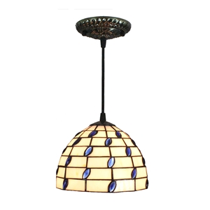 8inch European Pastoral Retro Style Pendant Light Sapphire Glass Shade Bedroom Living Room Kitchen Light