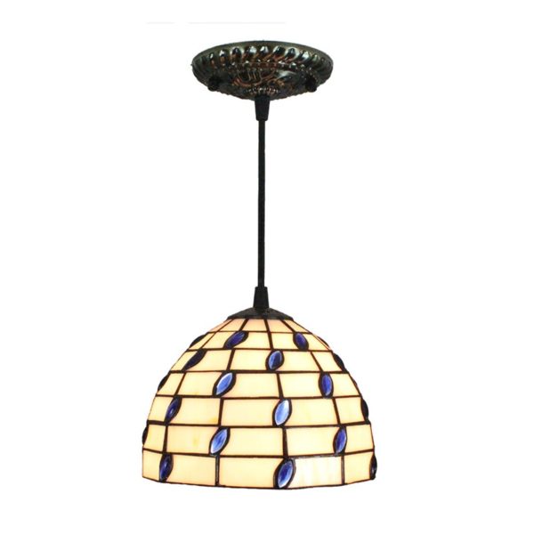 8inch European Pastoral Retro Style Pendant Light Sapphire Glass Shade Bedroom Living Room Kitchen Light - Image 7