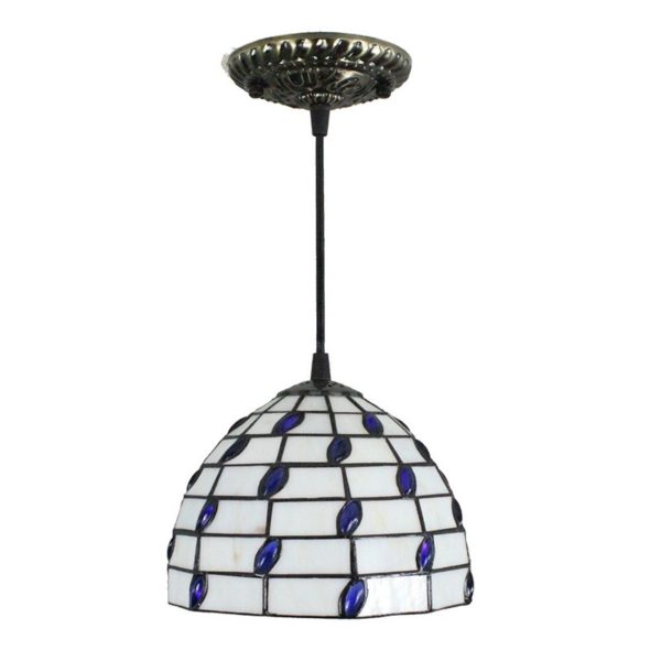 8inch European Pastoral Retro Style Pendant Light Sapphire Glass Shade Bedroom Living Room Kitchen Light - Image 8