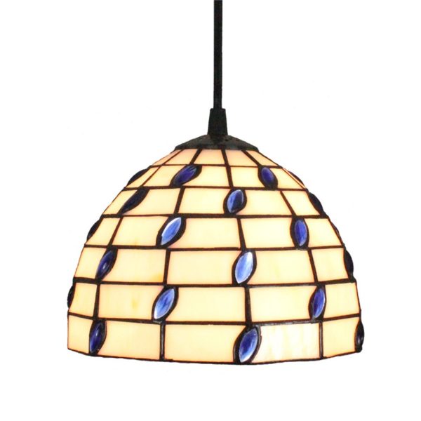 8inch European Pastoral Retro Style Pendant Light Sapphire Glass Shade Bedroom Living Room Kitchen Light - Image 9