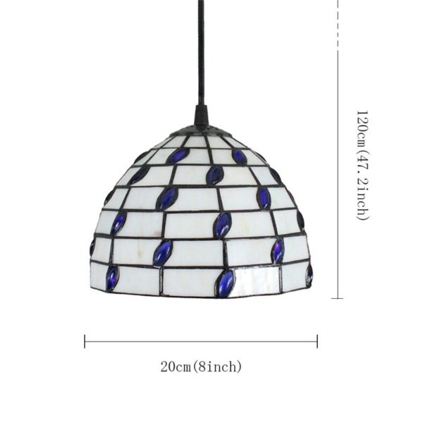 8inch European Pastoral Retro Style Pendant Light Sapphire Glass Shade Bedroom Living Room Kitchen Light - Image 2