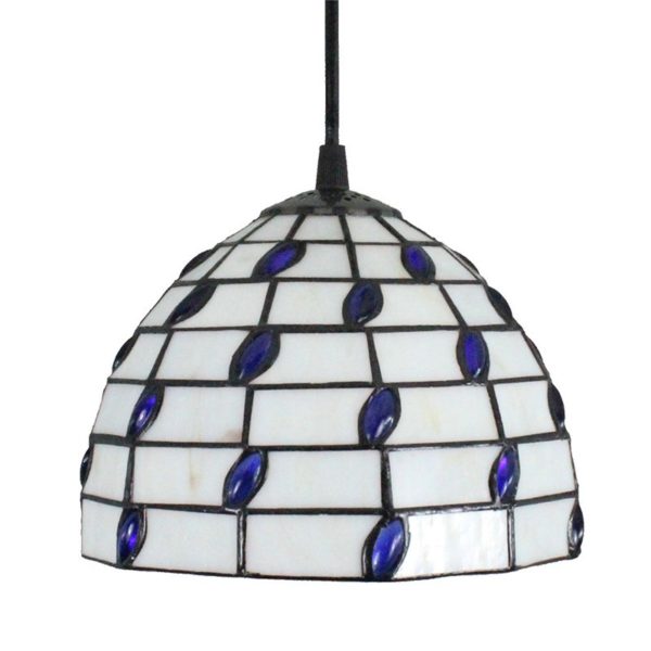 8inch European Pastoral Retro Style Pendant Light Sapphire Glass Shade Bedroom Living Room Kitchen Light - Image 3