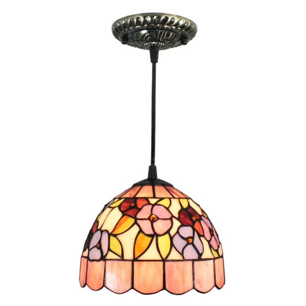 8inch European Pastoral Retro Style Pendant Light Colorful Small Flower Pattern Glass Shade Bedroom Living Room Kitchen Light - Image 7