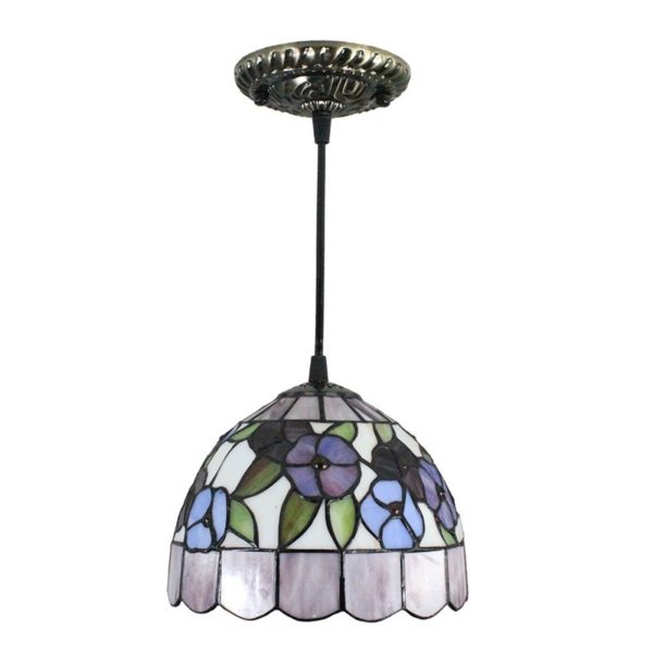 8inch European Pastoral Retro Style Pendant Light Colorful Small Flower Pattern Glass Shade Bedroom Living Room Kitchen Light - Image 8