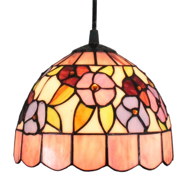 8inch European Pastoral Retro Style Pendant Light Colorful Small Flower Pattern Glass Shade Bedroom Living Room Kitchen Light - Image 9