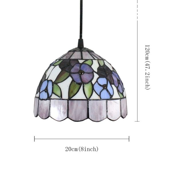 8inch European Pastoral Retro Style Pendant Light Colorful Small Flower Pattern Glass Shade Bedroom Living Room Kitchen Light - Image 2