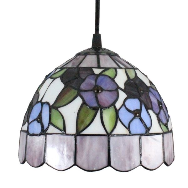 8inch European Pastoral Retro Style Pendant Light Colorful Small Flower Pattern Glass Shade Bedroom Living Room Kitchen Light - Image 3