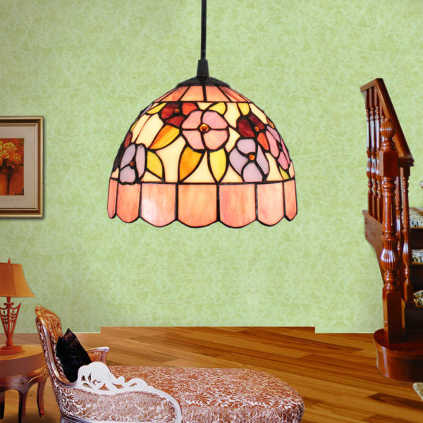 8inch European Pastoral Retro Style Pendant Light Colorful Small Flower Pattern Glass Shade Bedroom Living Room Kitchen Light - Image 6