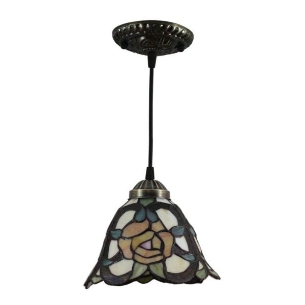 8inch European Pastoral Retro Style Pendant Light Yellow Rose Pattern Glass Shade Bedroom Living Room Kitchen Light - Image 8