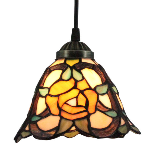 8inch European Pastoral Retro Style Pendant Light Yellow Rose Pattern Glass Shade Bedroom Living Room Kitchen Light - Image 9
